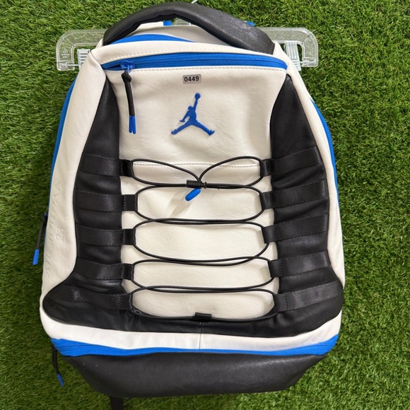 Air Jordan Retro 10 White Blue Black Backpack Bag Sneaker Shoe Design Leather - Picture 1 of 5